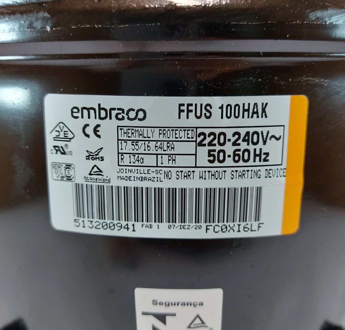 Compresor Embraco Hermetico EEHRU100 HAX 1/3 R134 - Imagen 5