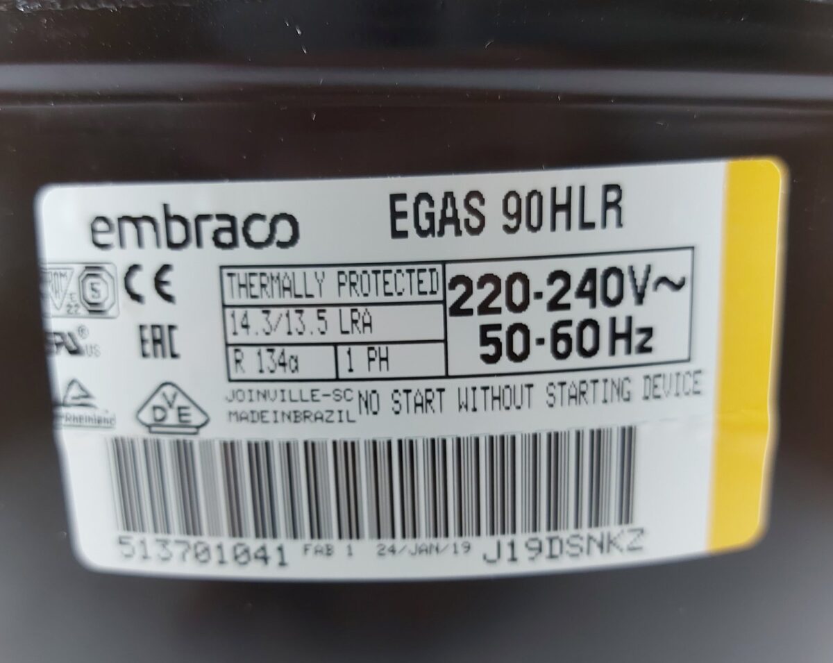 Compresor Embraco EGAS 90HLR - 1/3HP R134a - Imagen 8