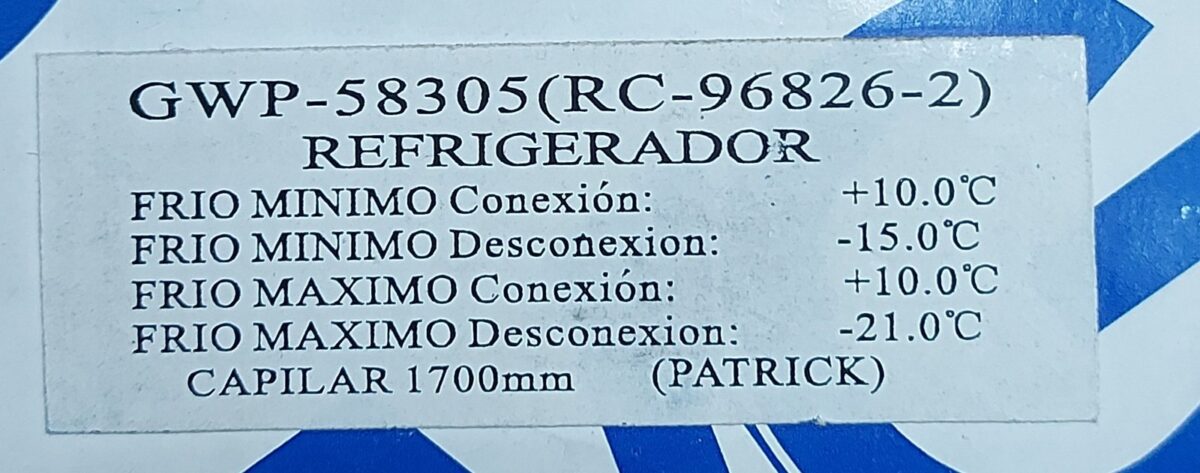 Termostato MG GWP-58305 (RC-96826-2) PATRICK - Imagen 3